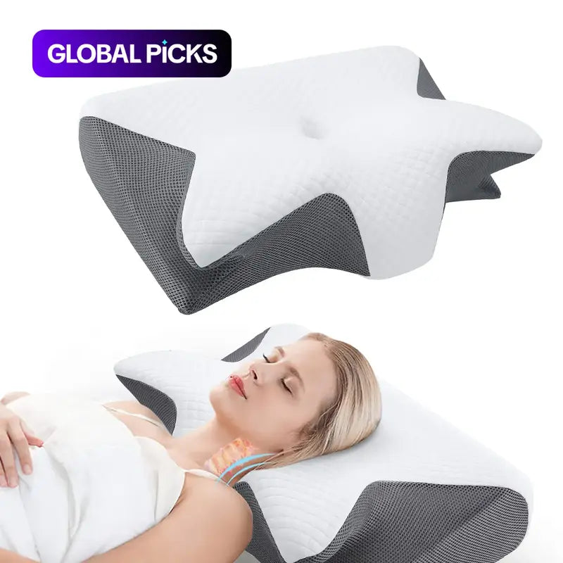 Ergonomic Cervical Contour Memory Foam Pillow for Neck & Shoulder Pain Relief