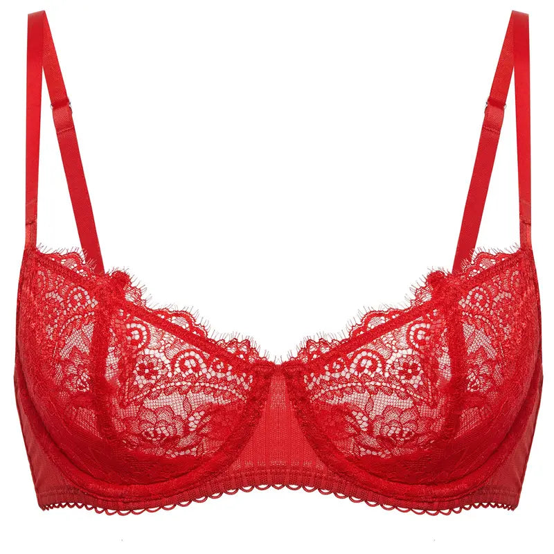 Unlined Lace Balconette Bra Natural Lift Underwire Support