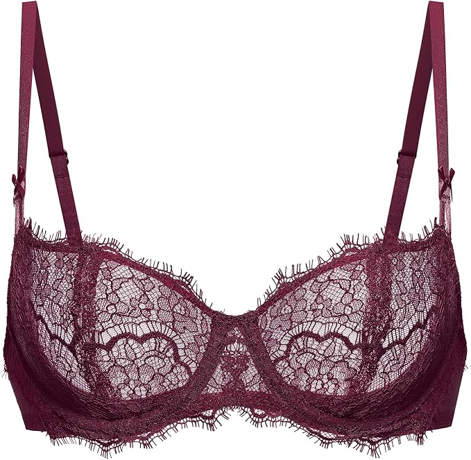 Unlined Lace Balconette Bra Natural Lift Underwire Support