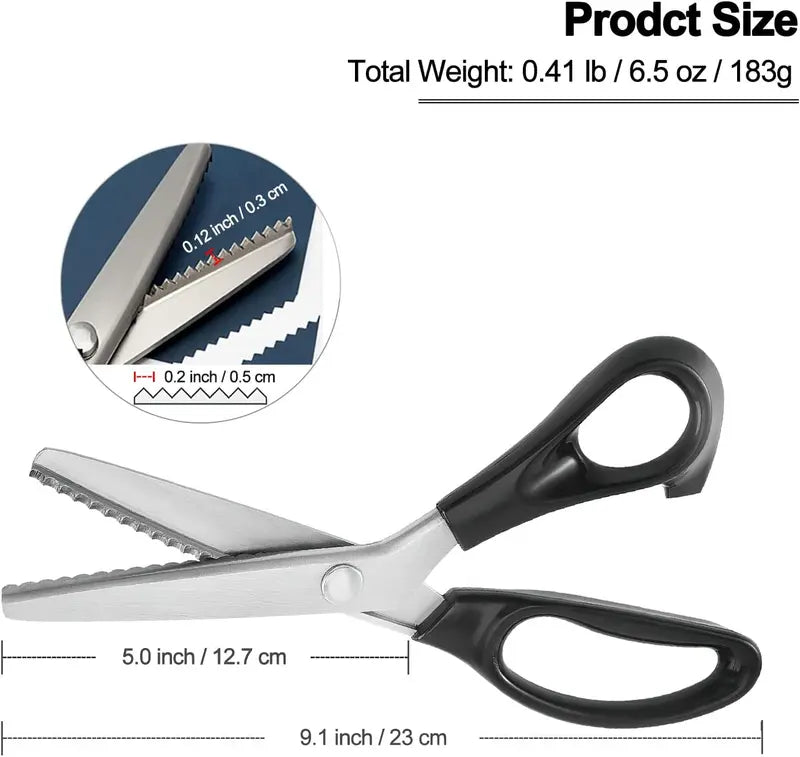 Ultra-Sharp Stainless Steel Pinking Shears for Clean Decorative Edges & Fray-Free Fabrics