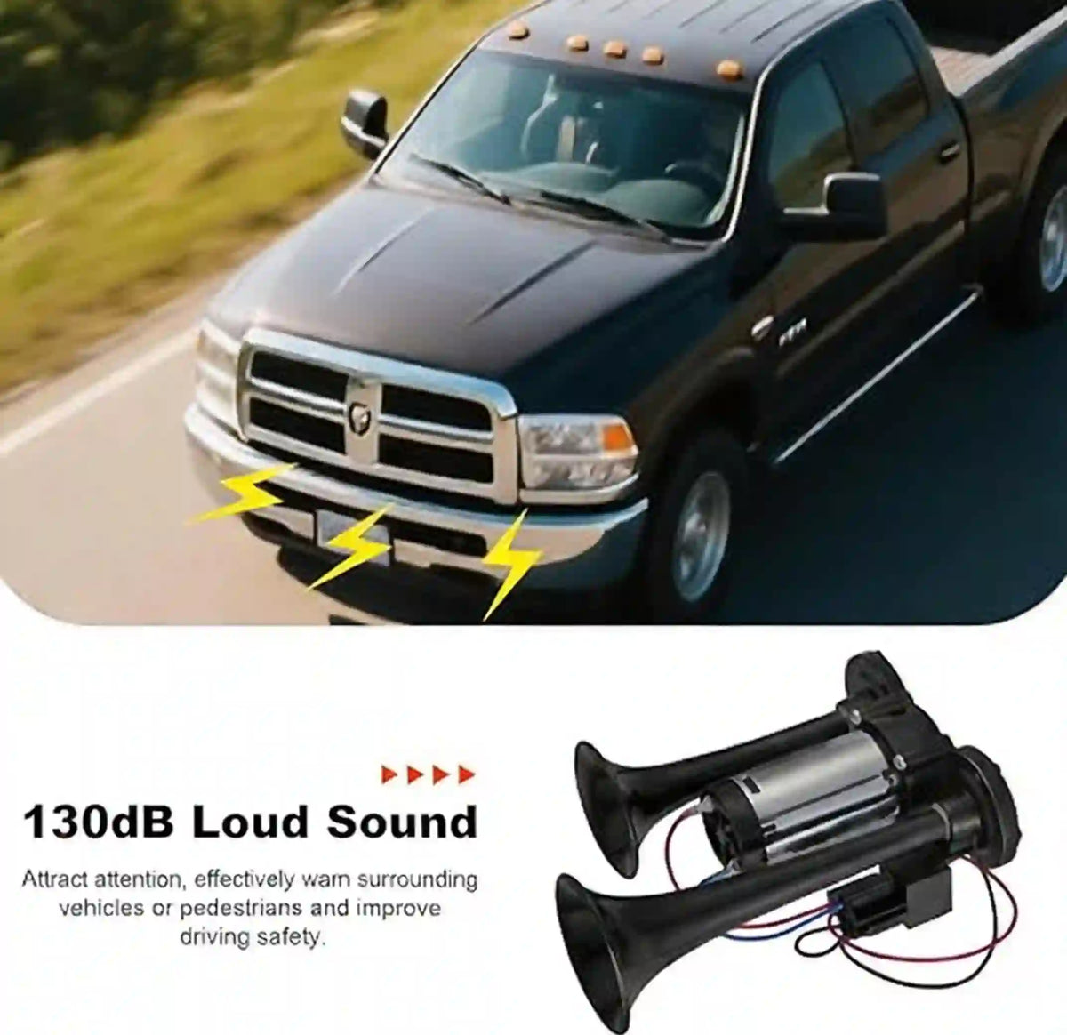 Upgraded 12V 130DB Dual Air Horn Kit