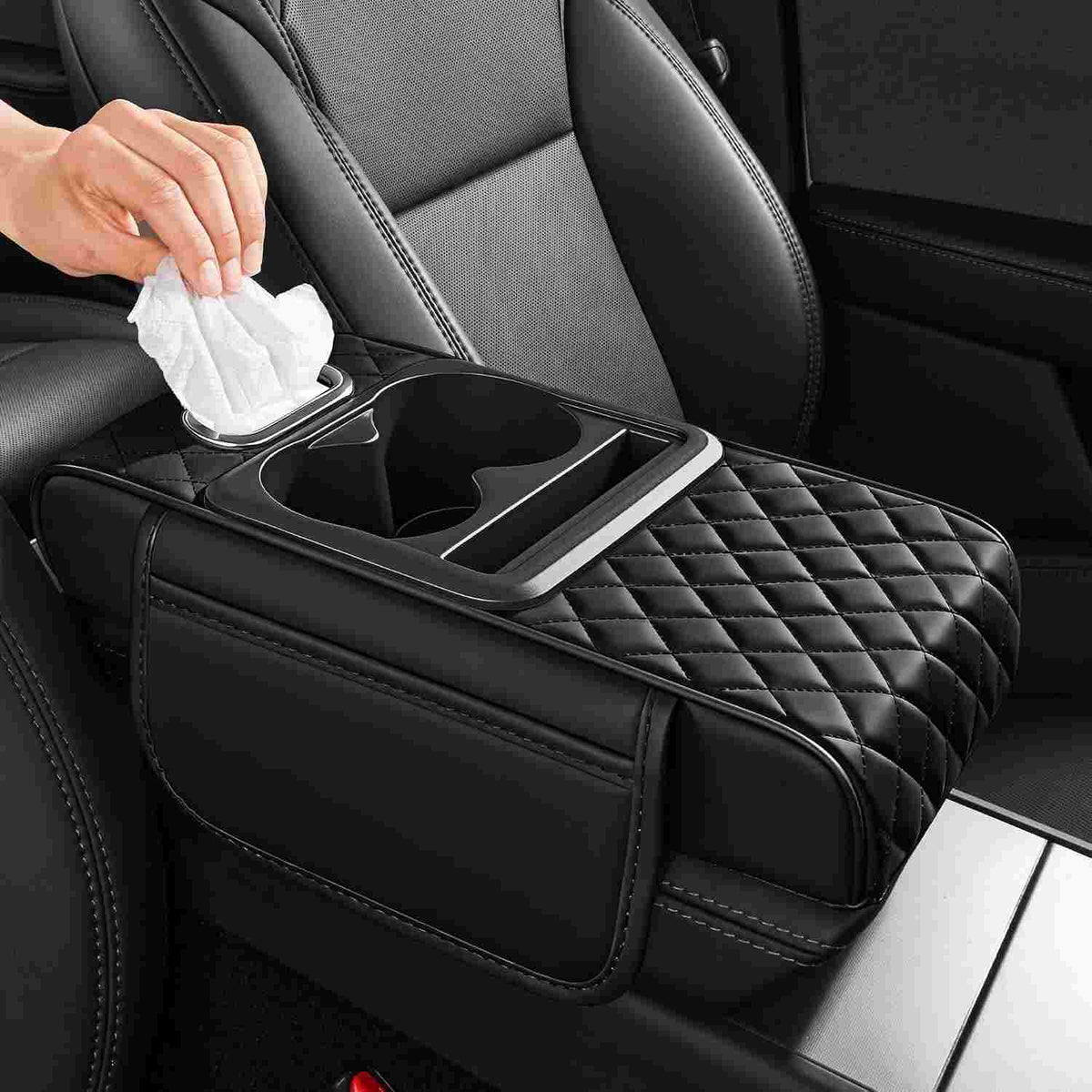 Upgrade Your Drive: Ultimate 4-in-1 Car Armrest Organizer & Tissue Box