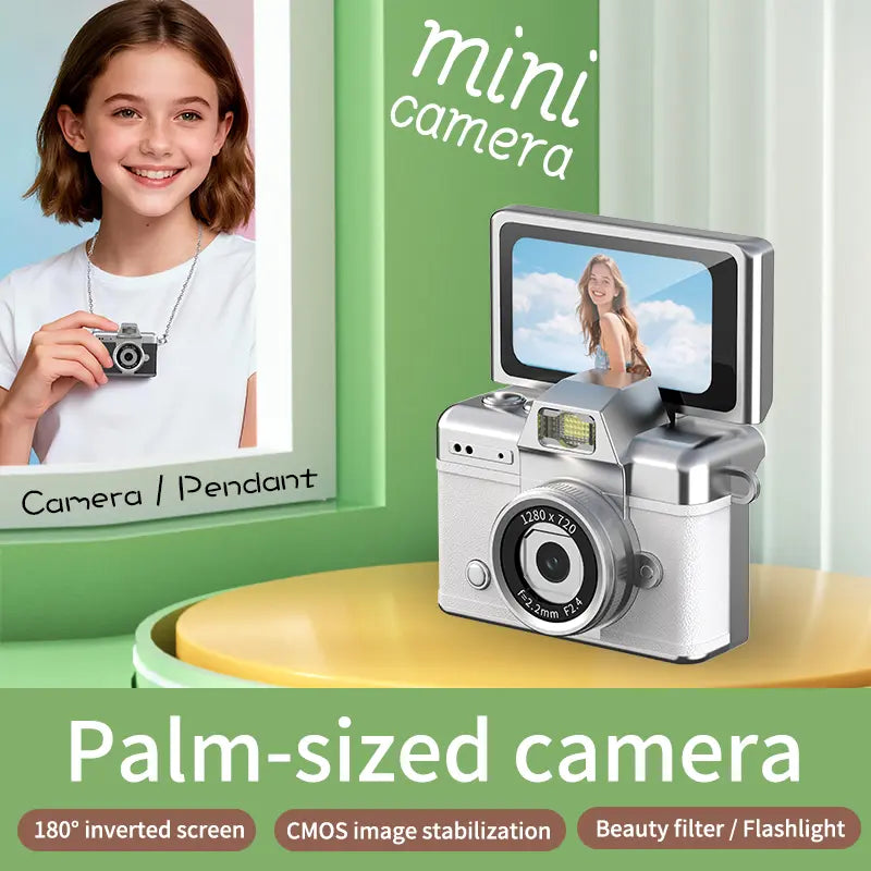 Ultra-Compact Retro Pocket Camera with 180° Flip Selfie Screen