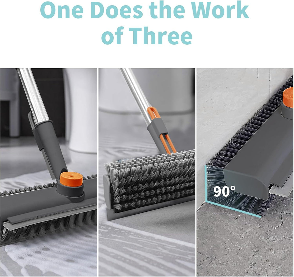 360° Rotating Floor Scrub Brush with Squeegee