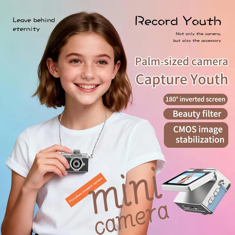 Ultra-Compact Retro Pocket Camera with 180° Flip Selfie Screen