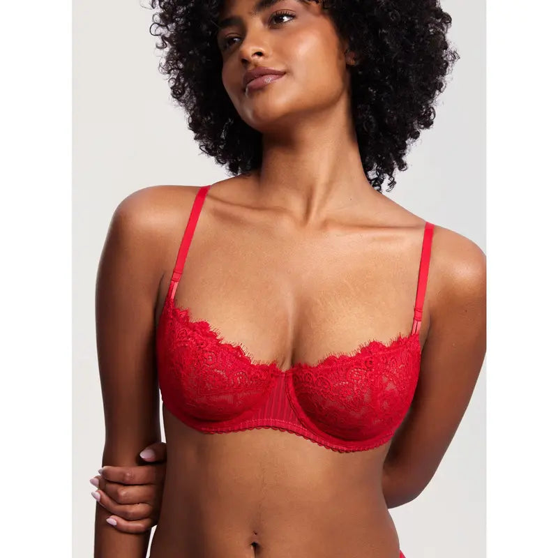 Unlined Lace Balconette Bra Natural Lift Underwire Support