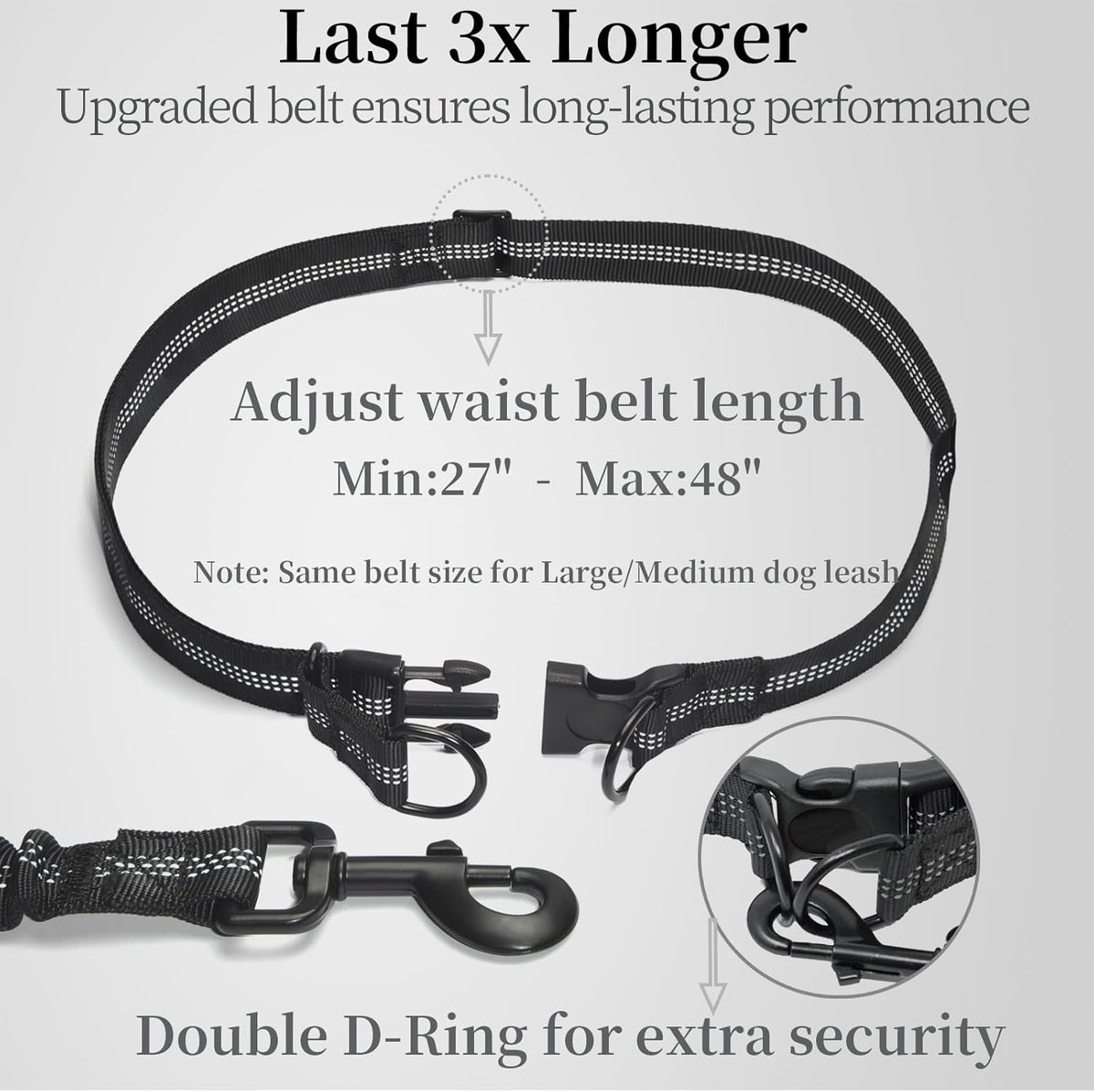Hands-Free Bungee Dog Leash with Detachable Zipper Pouch