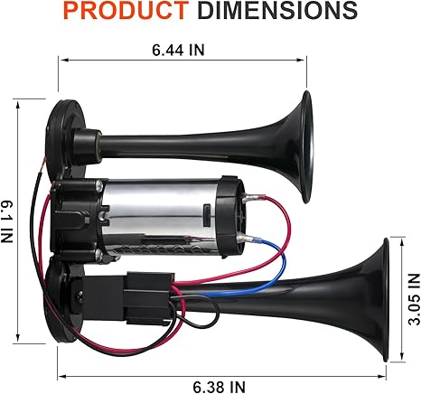 Upgraded 12V 130DB Dual Air Horn Kit