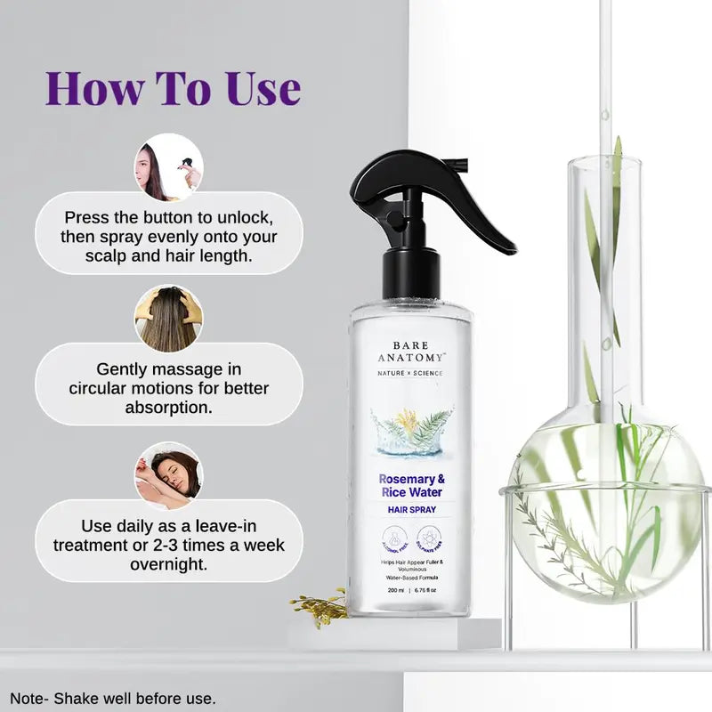 Rosemary & Rice Water Hair Growth Spray: Thicker, Fuller Hair Formula