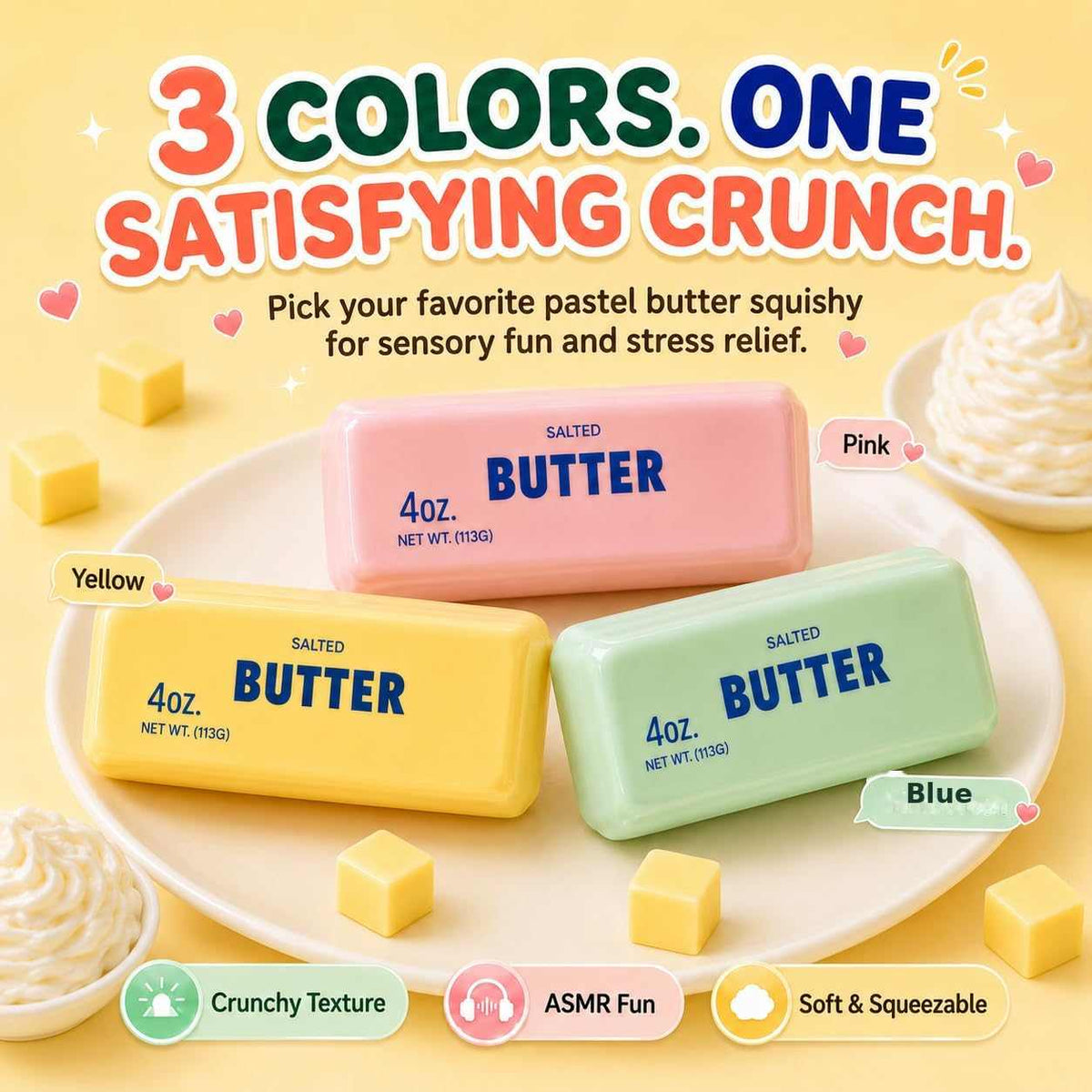 Ultra-Tactile Crunchy Squishy Butter Stress Relief Block