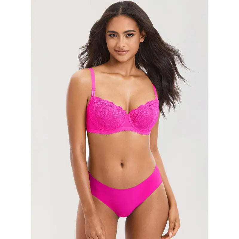 Unlined Lace Balconette Bra Natural Lift Underwire Support