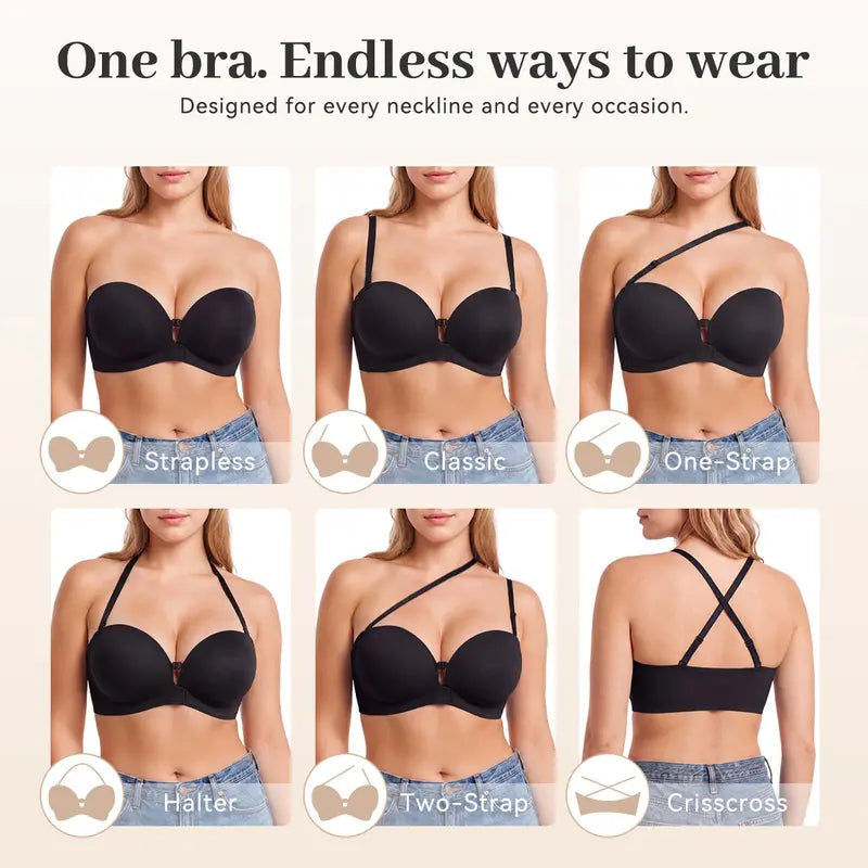๐ BUY 1 GET 1 FREE - Seamless Front-Closure Strapless Push-Up Lift Bra