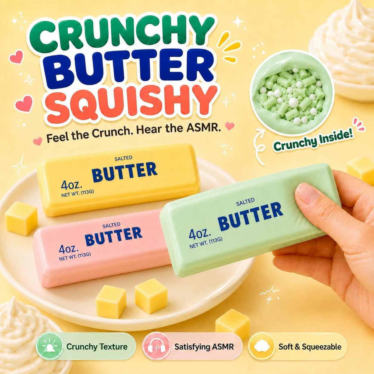 Ultra-Tactile Crunchy Squishy Butter Stress Relief Block