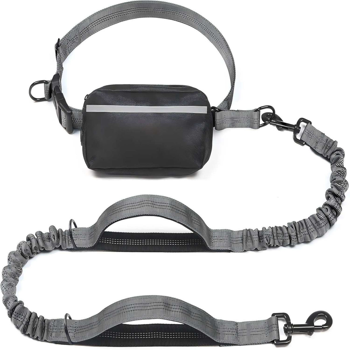 Hands-Free Bungee Dog Leash with Detachable Zipper Pouch