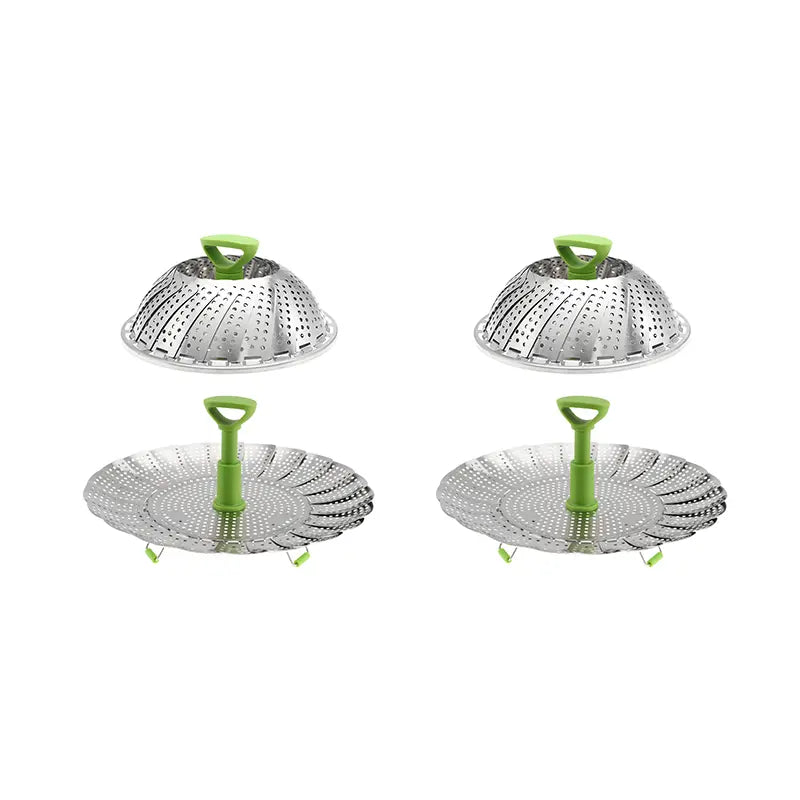Universal Foldable Stainless Steel Vegetable Steamer Basket with Extendable Handle