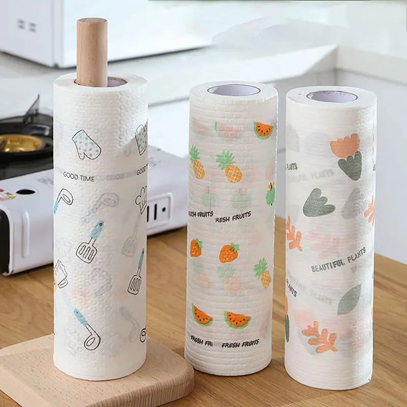 50pcs/Roll Reusable Non-Woven Kitchen Cleaning Cloth Rags | Buy 2 Get 1 Free