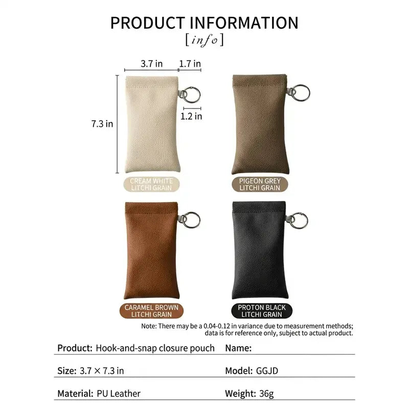 Minimalist Leather Eyeglass Pouch with Automatic Squeeze Closure