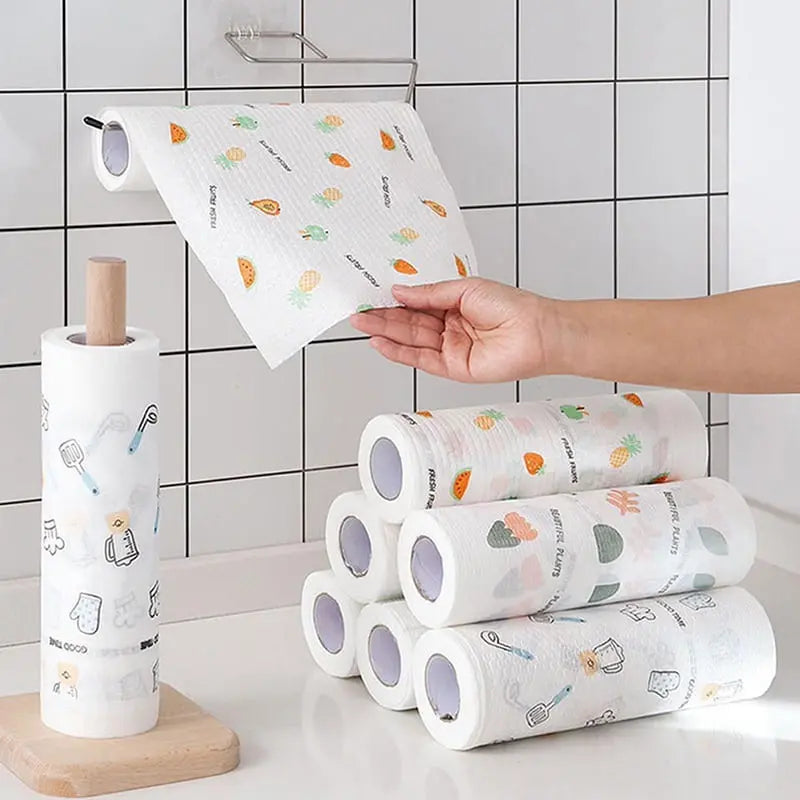 50pcs/Roll Reusable Non-Woven Kitchen Cleaning Cloth Rags | Buy 2 Get 1 Free