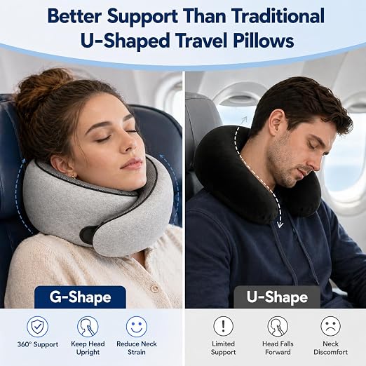 360° Ergonomic Memory Foam Travel Neck Pillow Set | Buy 1 Get 1 Free