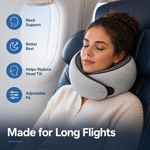 360° Ergonomic Memory Foam Travel Neck Pillow Set | Buy 1 Get 1 Free