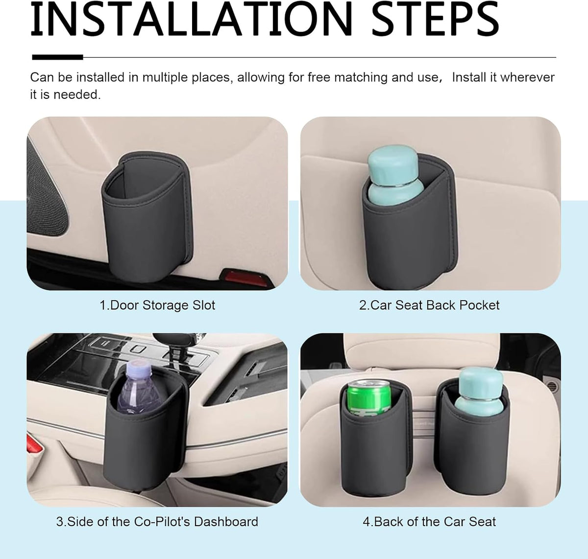 Universal Leather Car Cup Holder & Pocket Storage Organizer