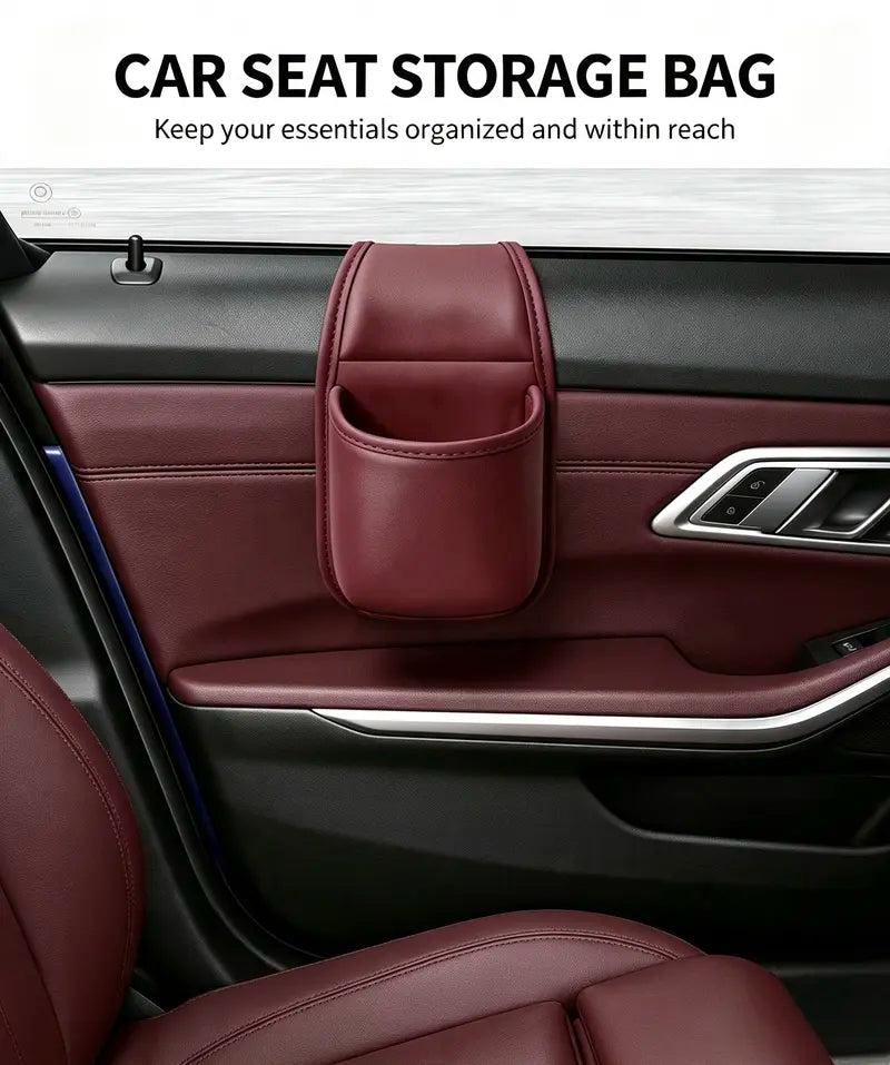 Universal Leather Car Door Side Organizer Box - Double Layer Phone & Glasses Pocket