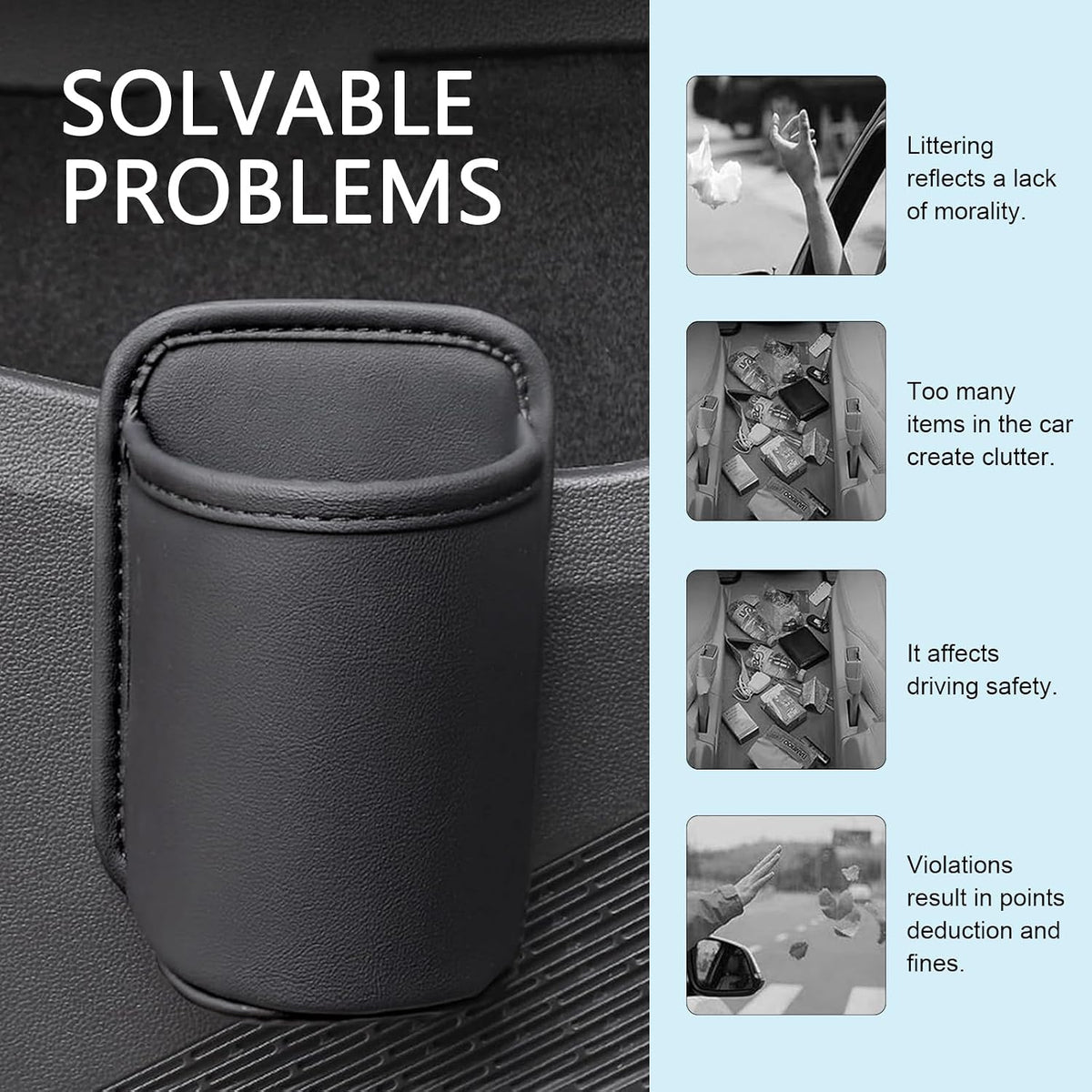 Universal Leather Car Cup Holder & Pocket Storage Organizer