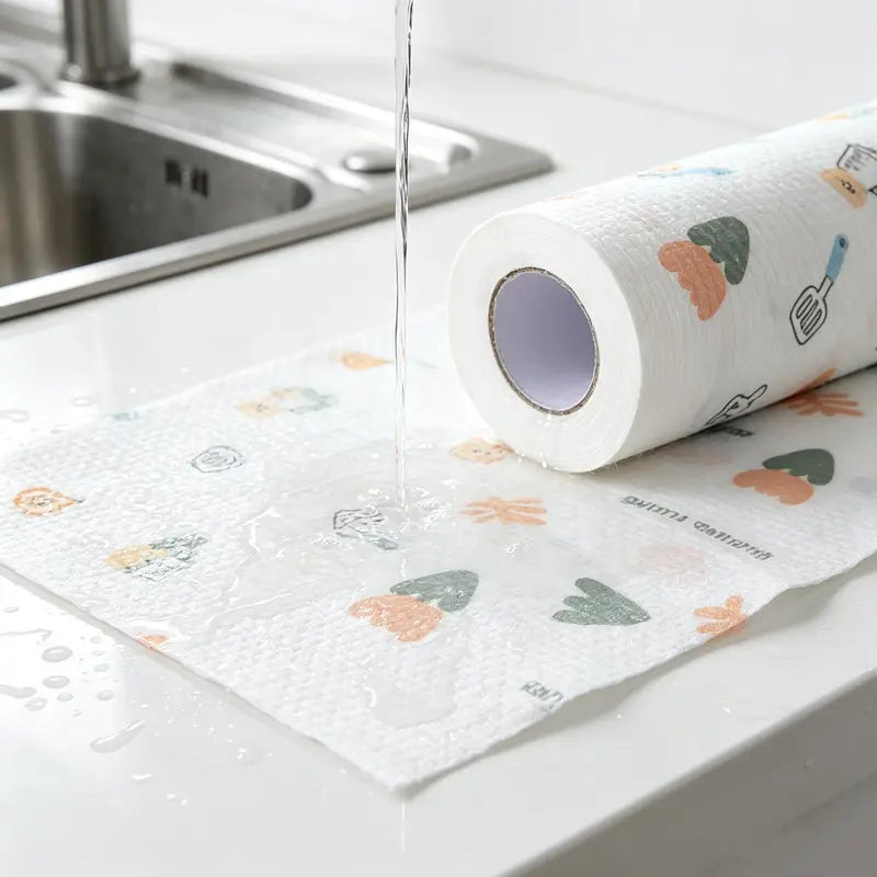 50pcs/Roll Reusable Non-Woven Kitchen Cleaning Cloth Rags | Buy 2 Get 1 Free