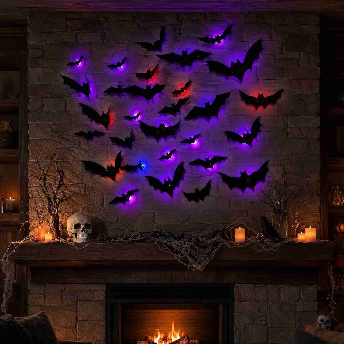 3D LED Glowing Bat Wall Decor for Halloween | Buy 1 Get 1 Free