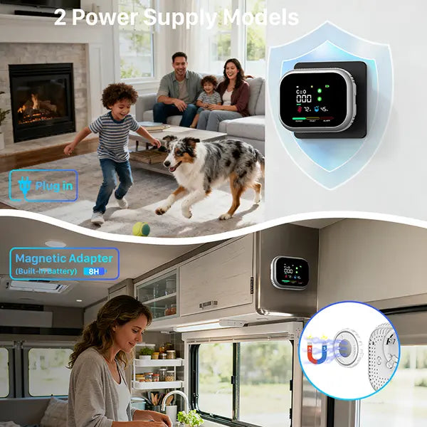 6-in-1 Portable Smart Air & Gas Monitor - Plug-and-Play Home Safety Guardian