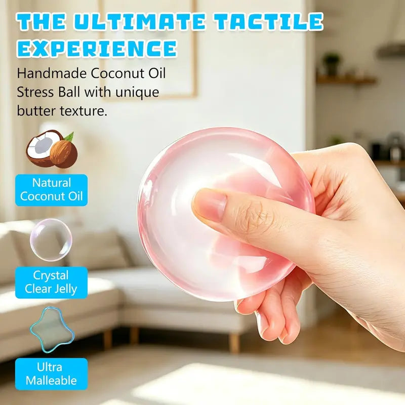 Ultra-Clear Crystal Squishy Ball – Instant Stress Relief & Endless Squeeze Fun | 3 Pack per Set