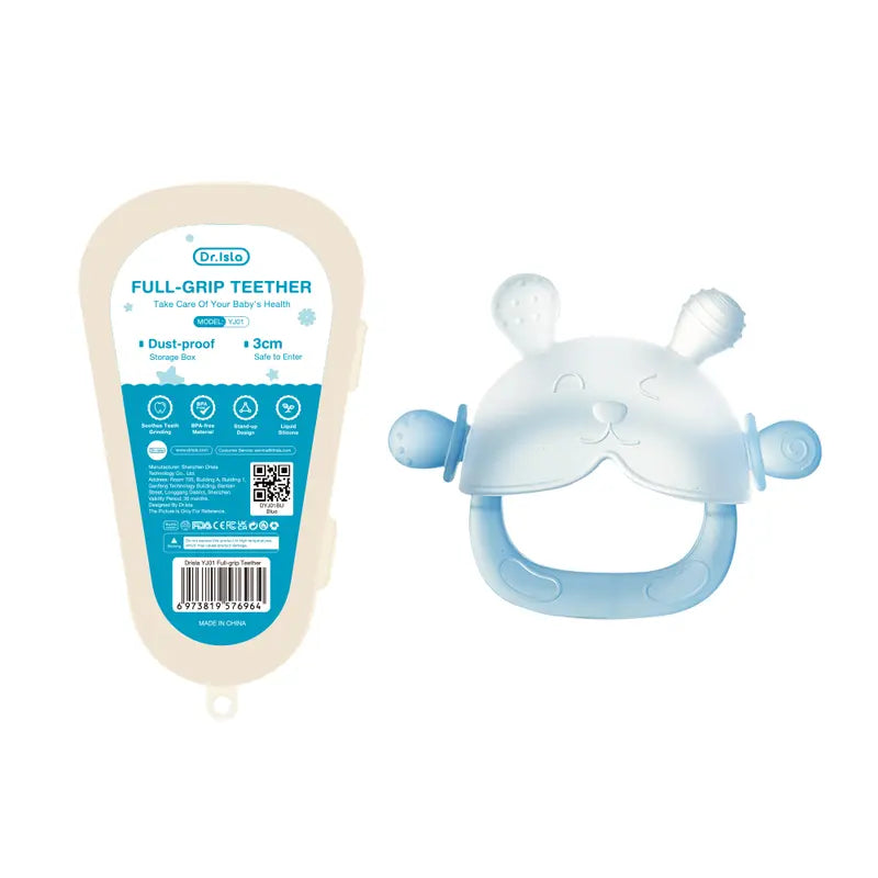 Dr.Isla Bunny Silicone Teether Mitten – Matching Duo – Blue New Version