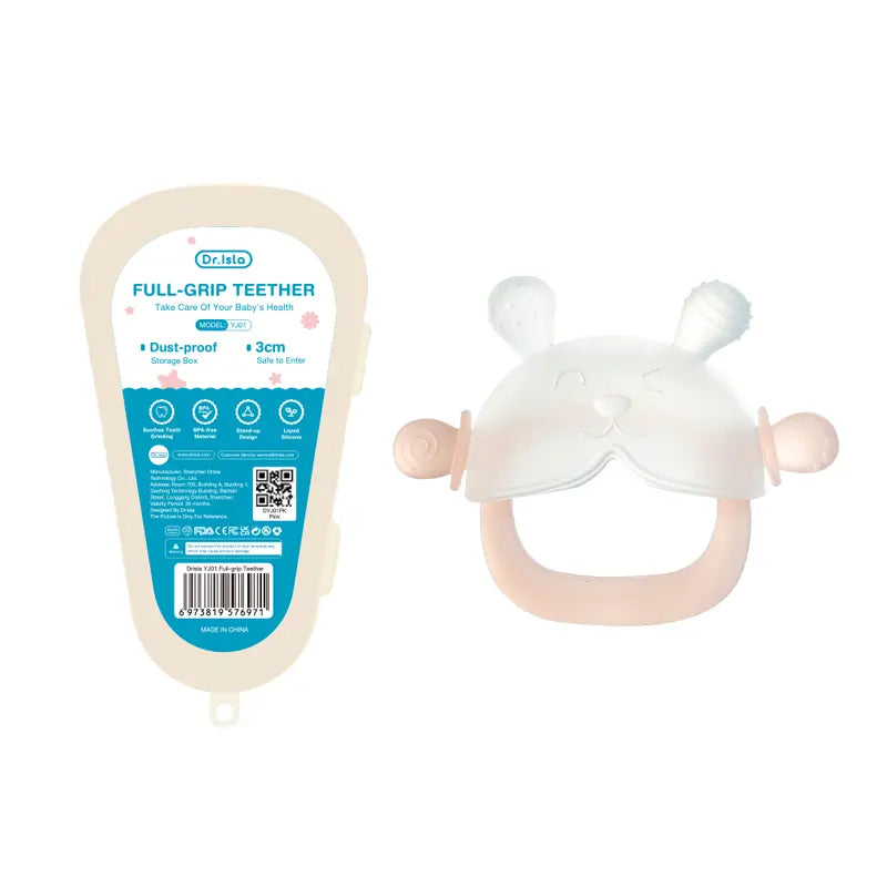 Dr.Isla Bunny Silicone Teether Mitten – Matching Duo – Pink New Version