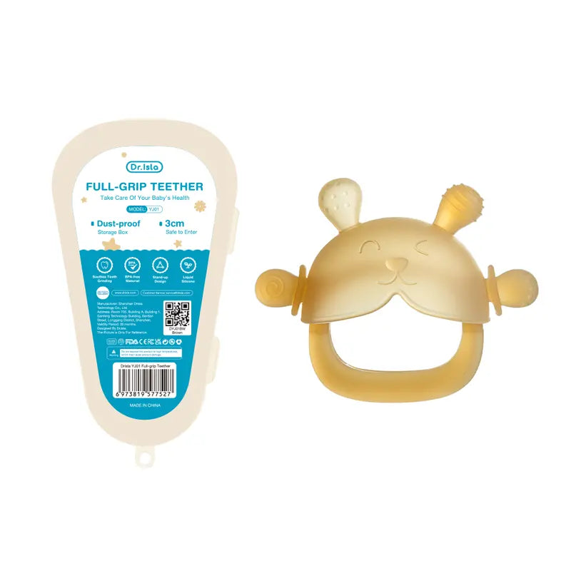 Dr.Isla Bunny Silicone Teether Mitten – Matching Duo – Brown New Version