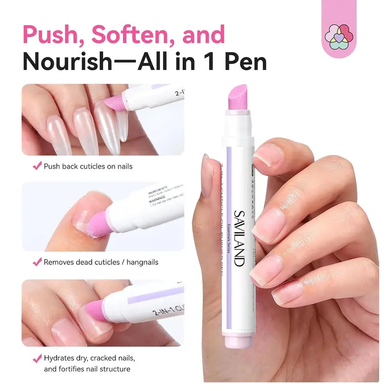 SAVILAND Ceramic Cuticle Oil Pusher Pens – Four-Pack – 2-Pack Cuticle Oil Pusher Pen – Rose-21_02
