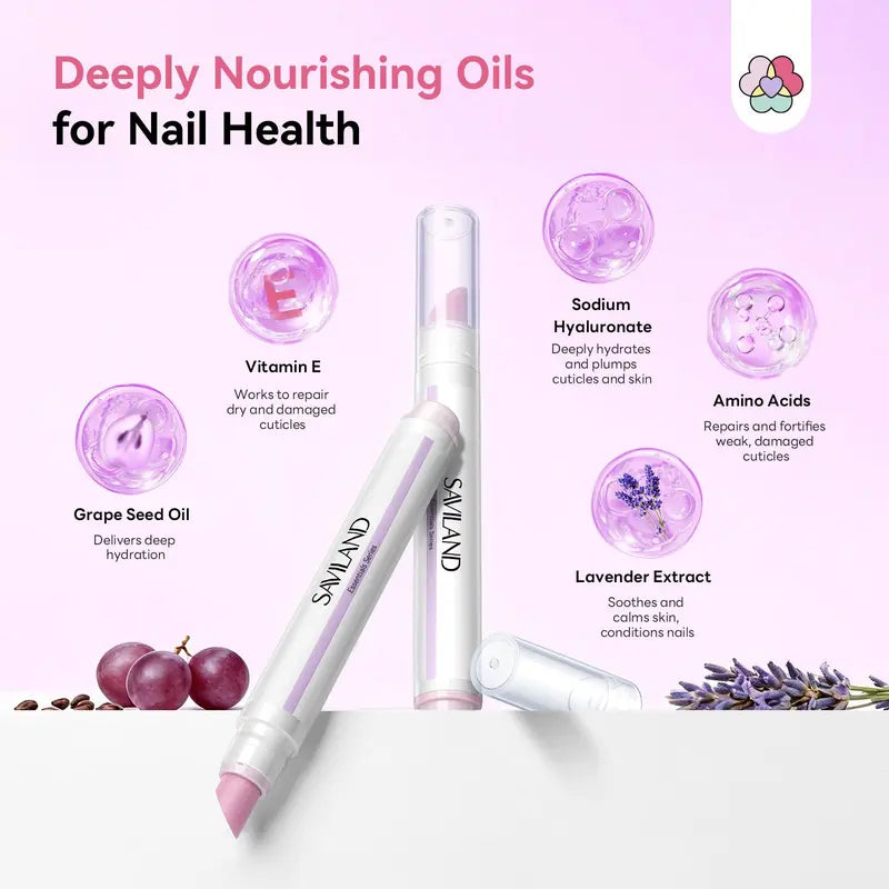 SAVILAND Ceramic Cuticle Oil Pusher Pens – Four-Pack – 2-Pack Cuticle Oil Pusher Pen – Lavender Flavor
