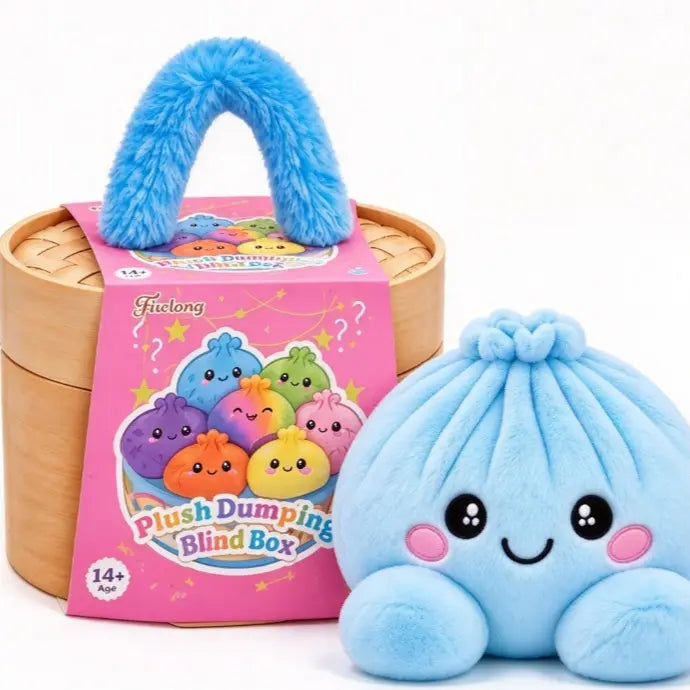 Dumpling Plush with Steamer Basket – 3.9-Inch Duo – with steamer-blue
