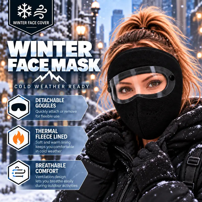 Winter Face Mask with Detachable Goggles, Windproof Thermal Fleece Lined Full Face Cover for Men and Women, Breathable Cold Weather Protection for Outdoor Cycling Motorcycle Riding Skiing Snowboard rider Windproof face covers & mask headwear sport original gallery 3