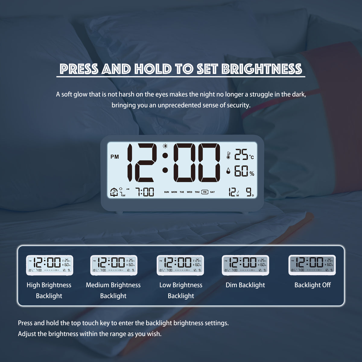 Digital alarm clock — product illustration