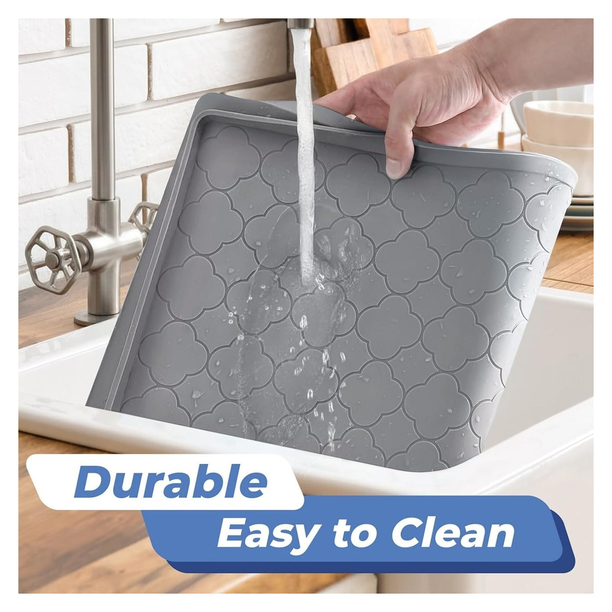 Dark gray silicone under-sink mat product photo 5