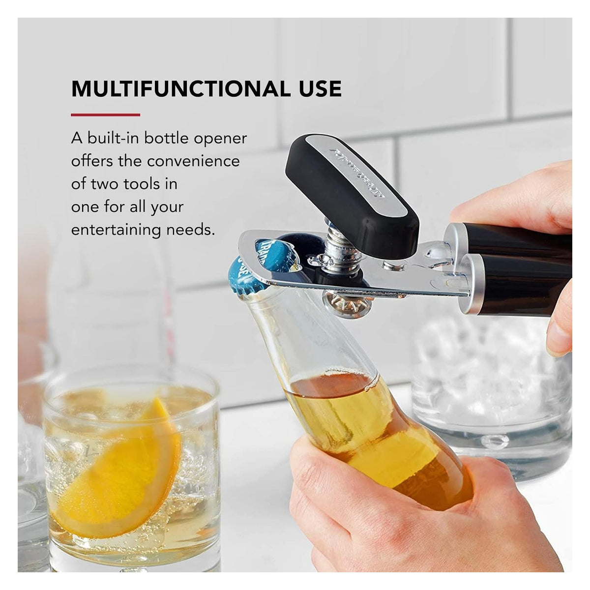 KitchenAid Classic Multifunction Can Opener and Bottle Opener Easy to Use, Razor Sharp Stainless Steel Cutting Wheel, So original product photo