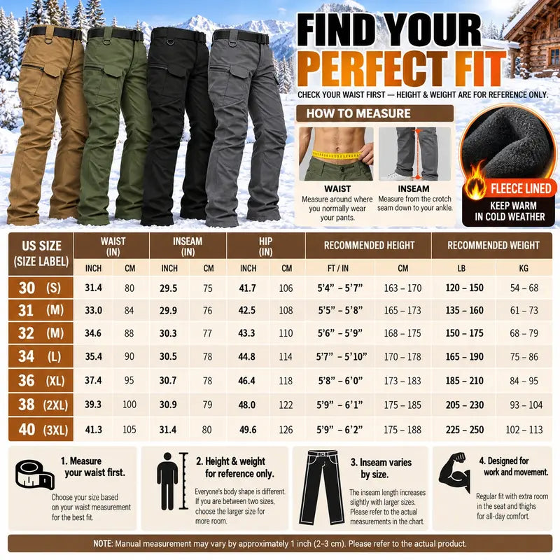 HOMUG Fleece-Lined Tactical Cargo Pants โ product view
