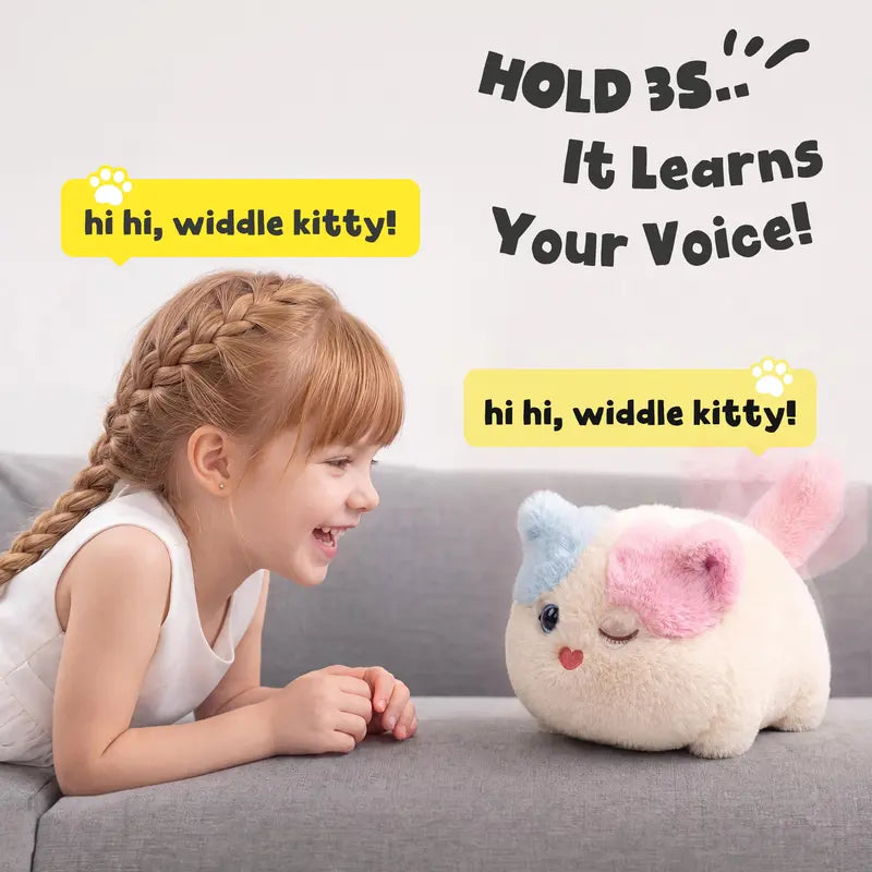 Interactive Fluffy Cat Plush with Magnetic Pacifier – product view