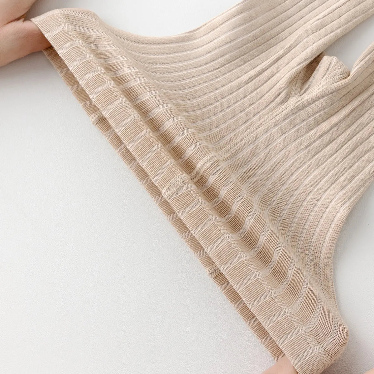 Kids Ribbed Knit Leggings – Two Matching 2-Packs – Cream
