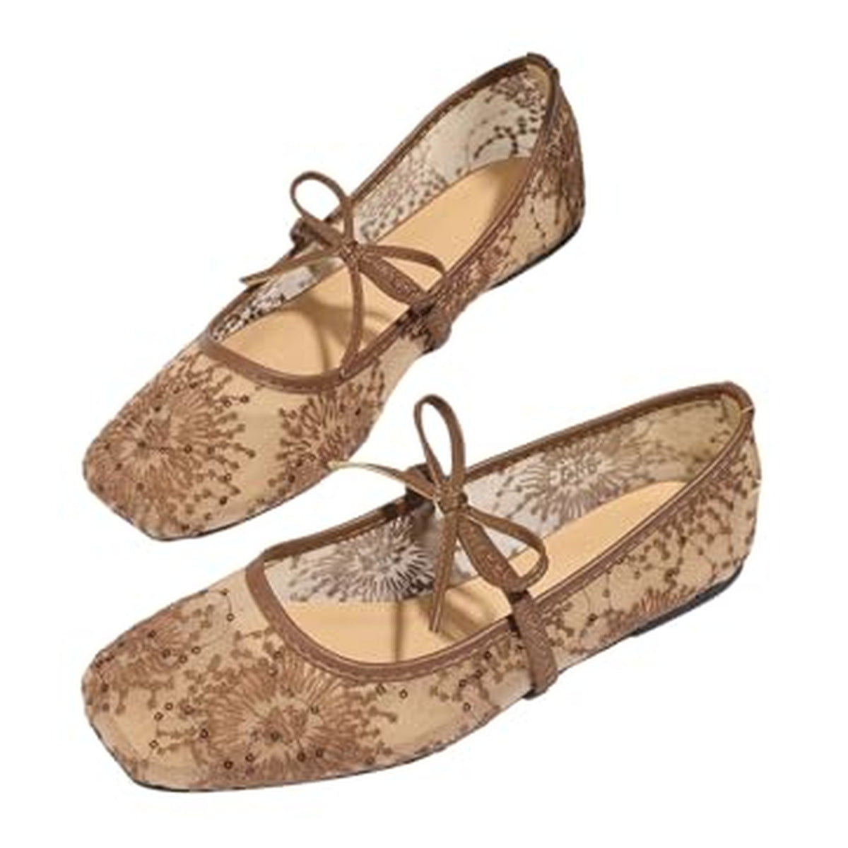 BEAUDRM Women's Ballet Flats - Light Brown