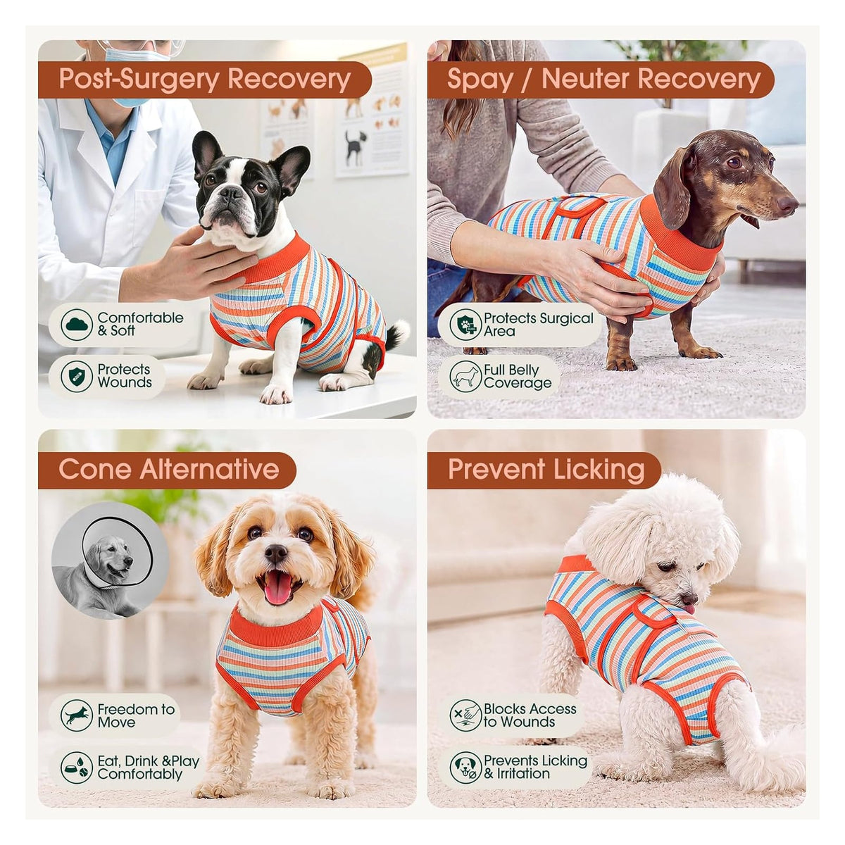 Kuoser Recovery Suit for Dogs Cats, Soft Dog Surgery Suit Female Male Spay original product photo