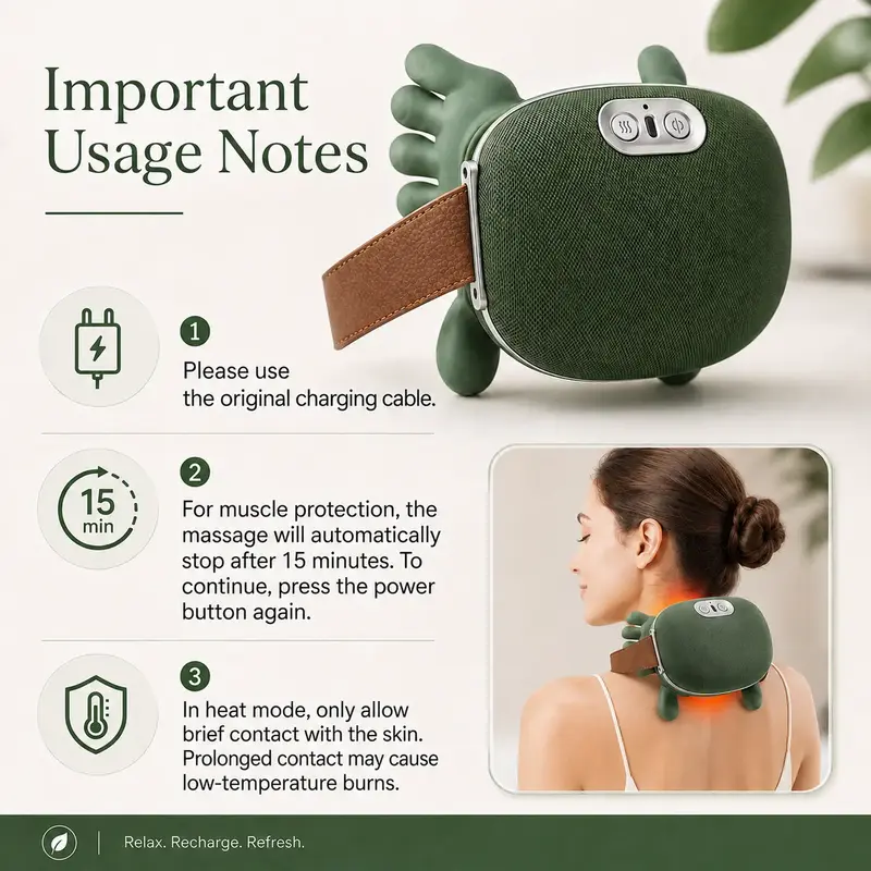 Cordless 4D Neck and Shoulder Massager with Heat – Green source product image
