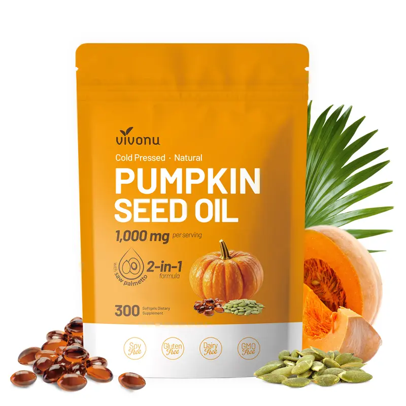 Pumpkin Seed Oil & Saw Palmetto Softgels – 300 Capsules, Two Pouches source product image
