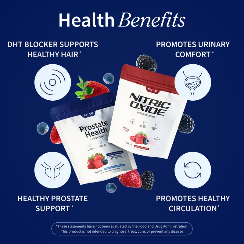 Snap Supplements Prostate Health + Nitric Oxide Chews — Two-Bag Set — original product photo 3