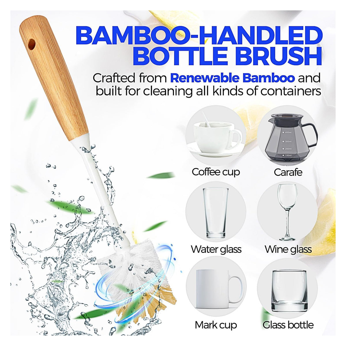Holikme 6 Pack Dish Brush with Bottle Brush Scrub Brush Straw,Yellow original product photo